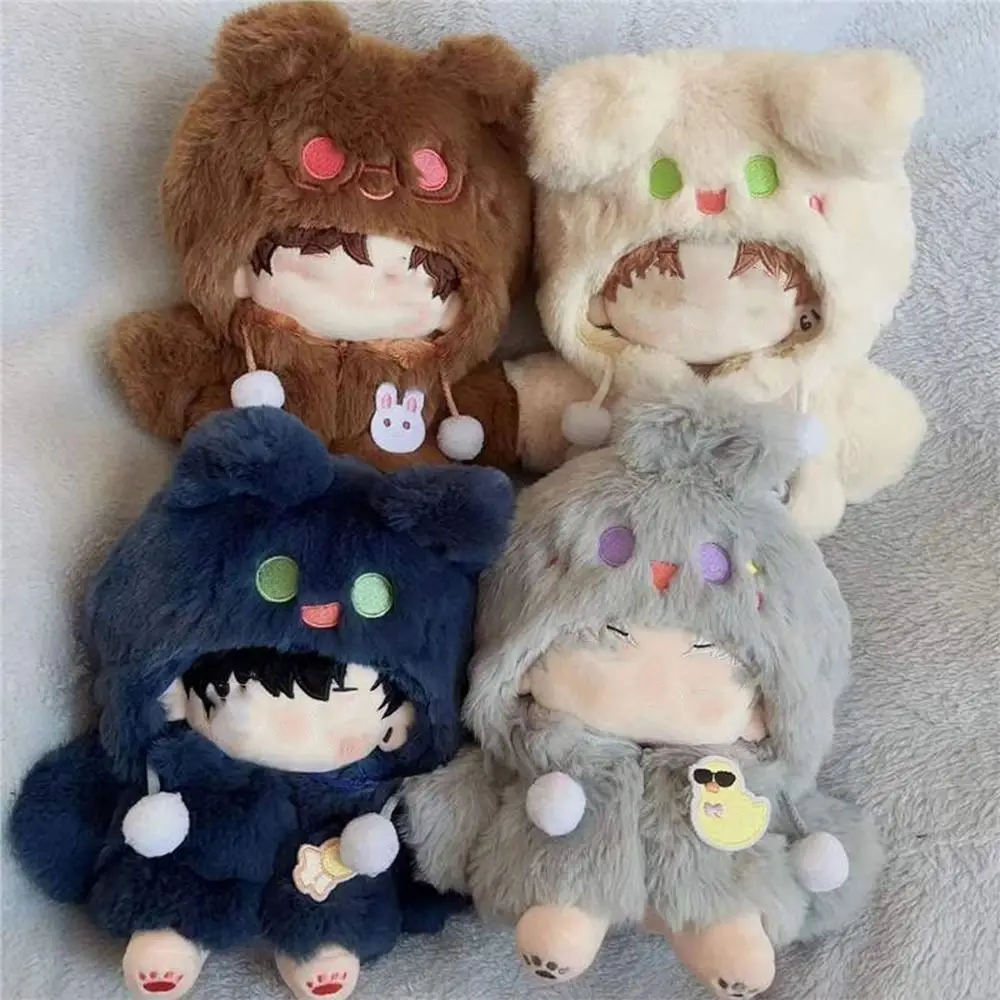 

Cartoon Animal Doll Overcoat Fox Rabbit Bear 20cm Dolls Plush Clothes Accessories Changing Dressing Game Miniature Hairy Outfits