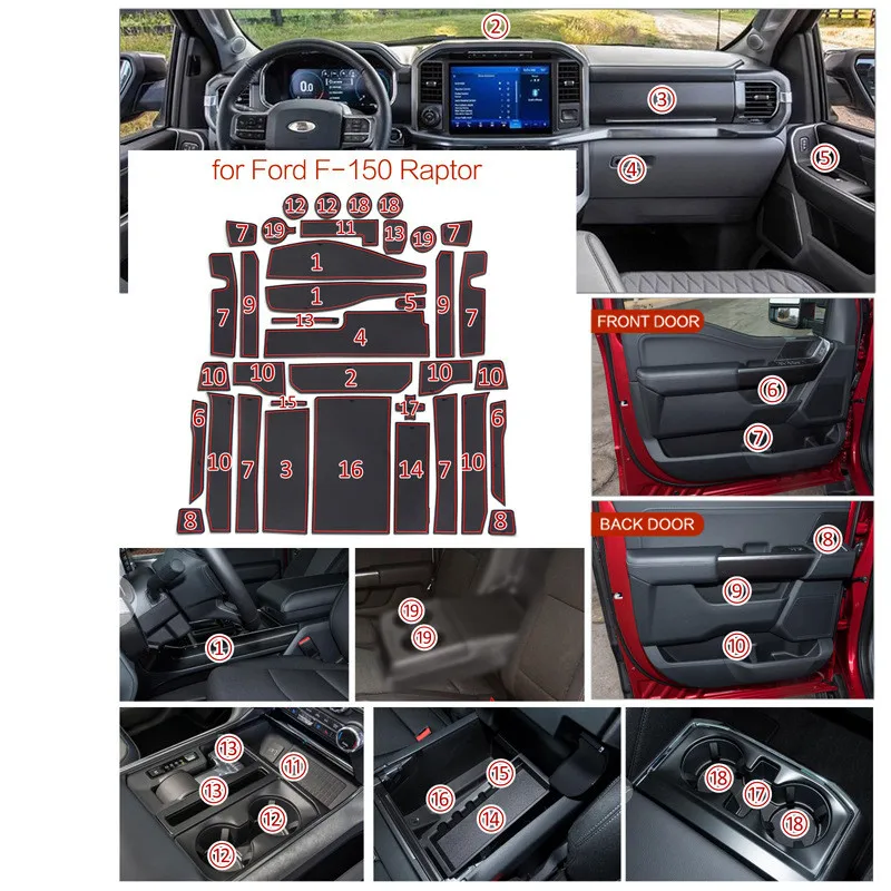 

Держатели, Нескользящие коврики, подставка для чашки, коврик с пазами, нескользящий слот для ворот, подставка для чашки, подходит для Ford F150 2021, аксессуары для автомобиля