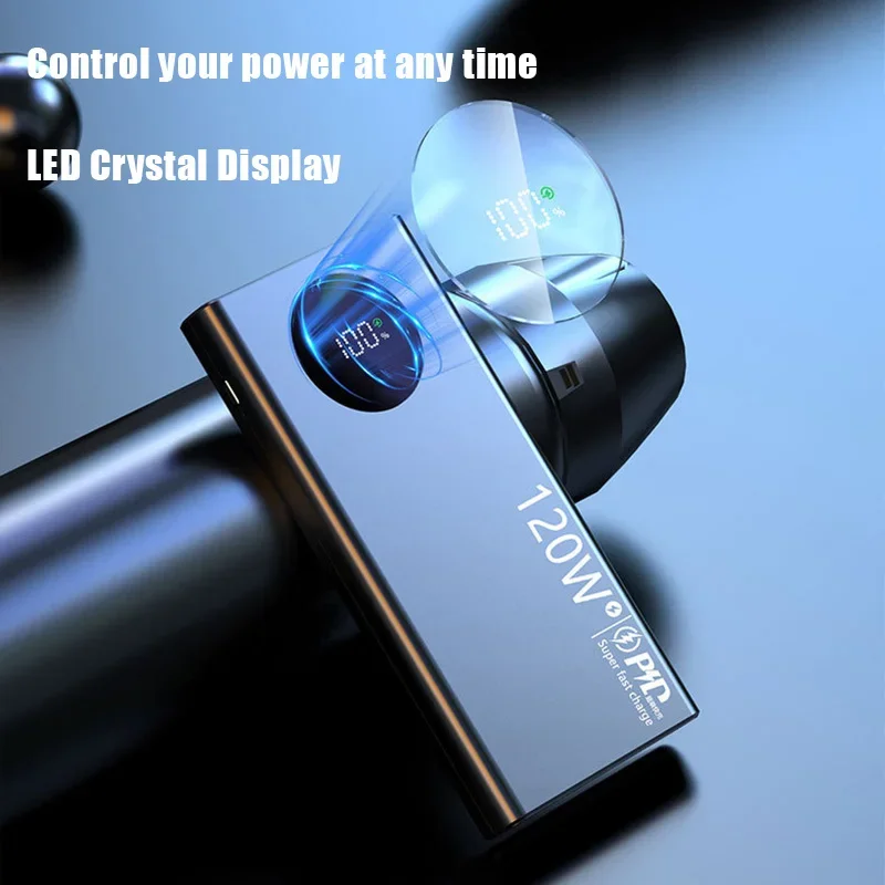 Lenovo 120W Fast Charging Power Bank 50000mAh High Capacity Portable Battery Charger For iPhone Samsung Huawei
