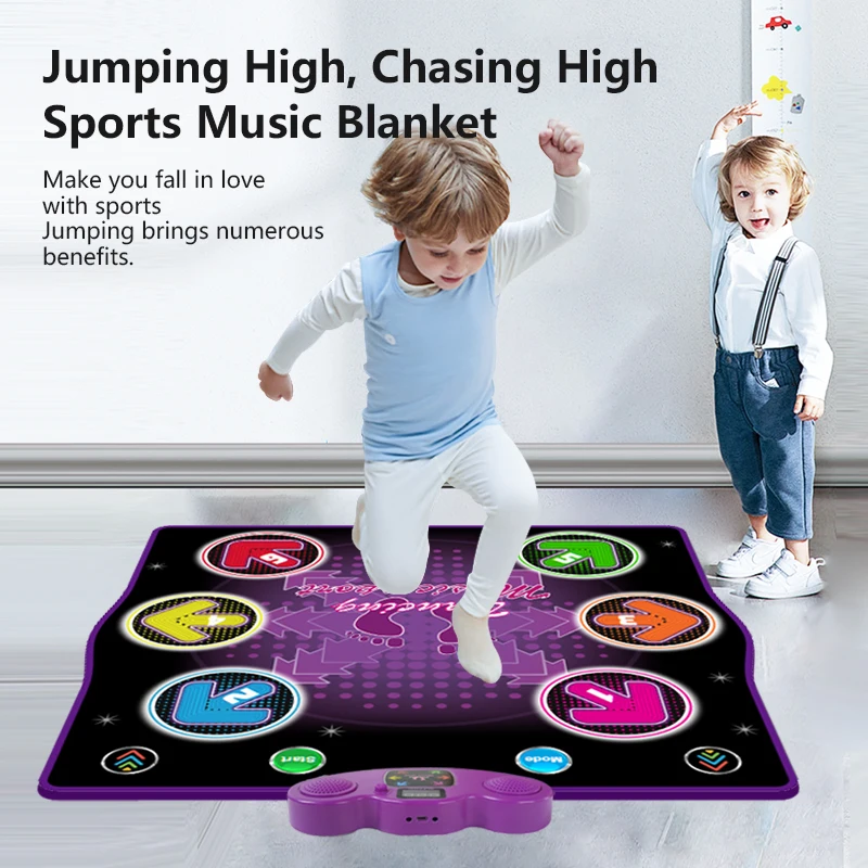 HTASKTEXEH Dance Mat Toys for Adults and Children, Electronic Dance Carpet with Illuminated 6 Keys, Bluetooth Connectable