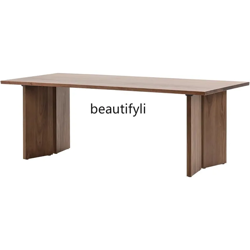 Nordic Solid Wood Long Conference Table Modern Minimalist Office Table and Chair Designer Creative Negotiation Log Workbench