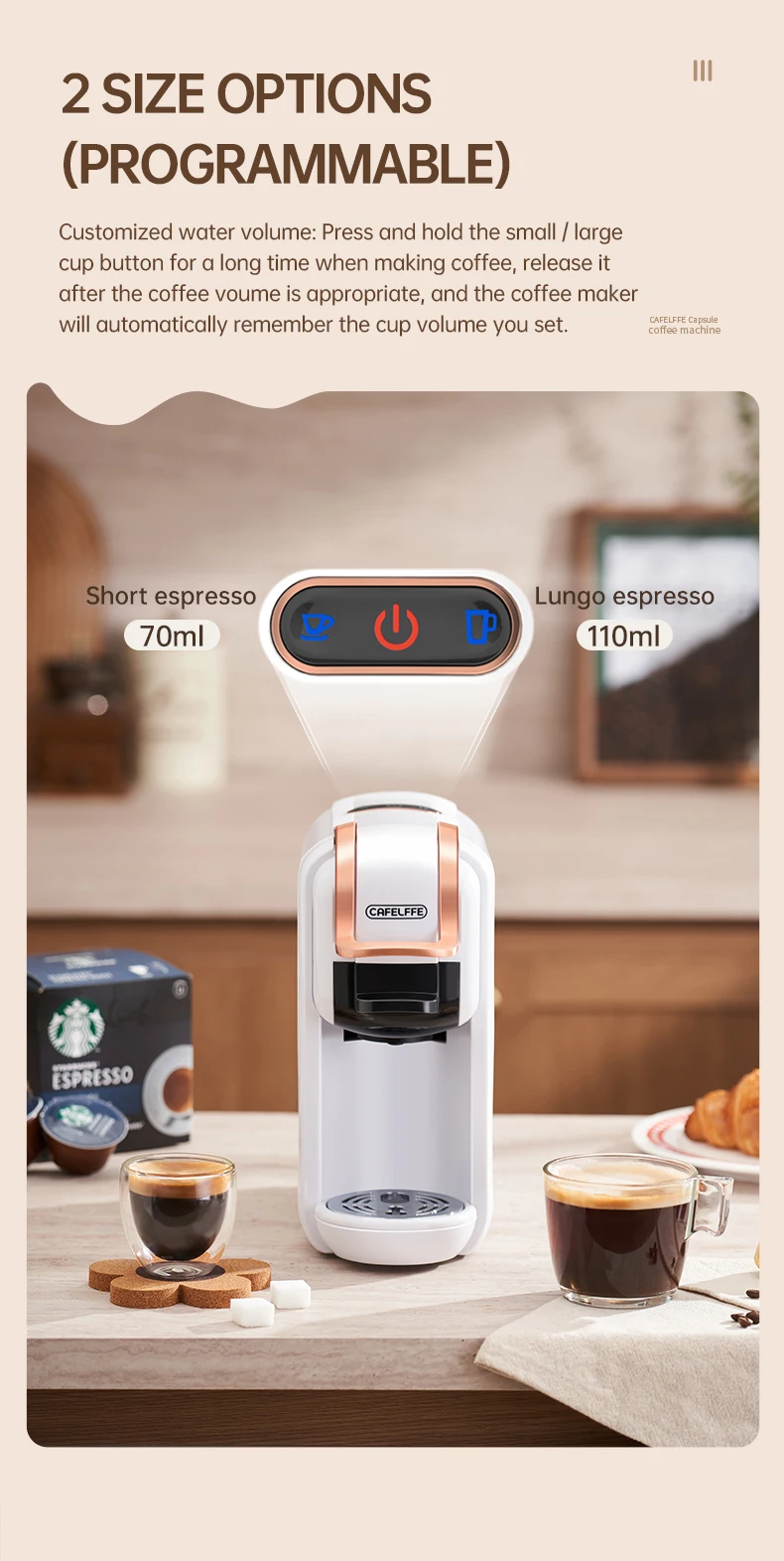 Cafelffe Multiple Capsule Coffee Machine 4 in 1 Hot/Cold DG Cappuccino Nes Small Capsule ESE Pod Ground Espresso Cafeteria 19Bar