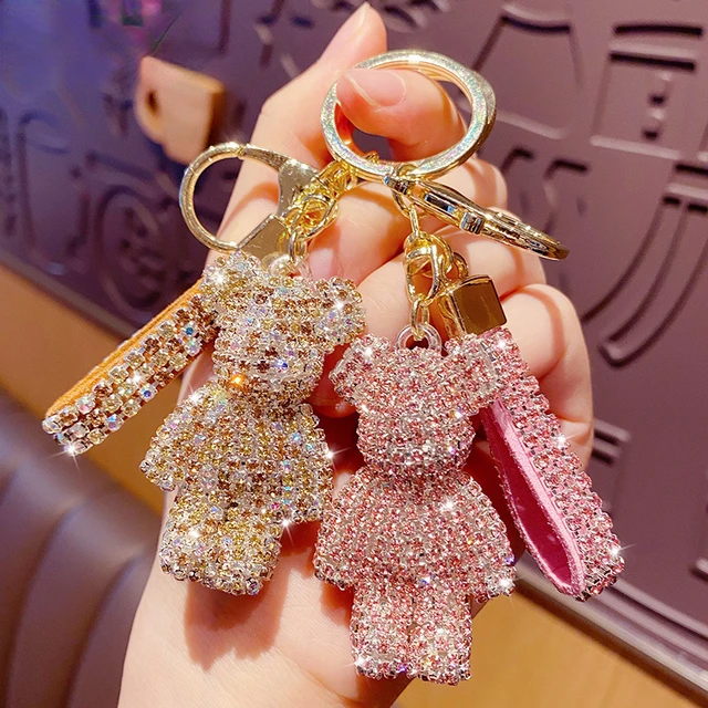 Keychains Luxury Ladies Keychain High Quality Leather Bear Tassel