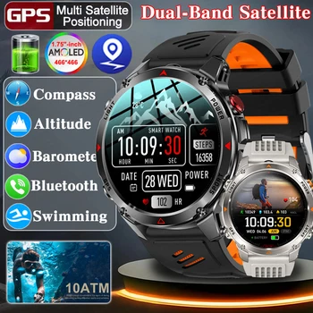 Military 10ATM Smartwatch with GPS and Compass