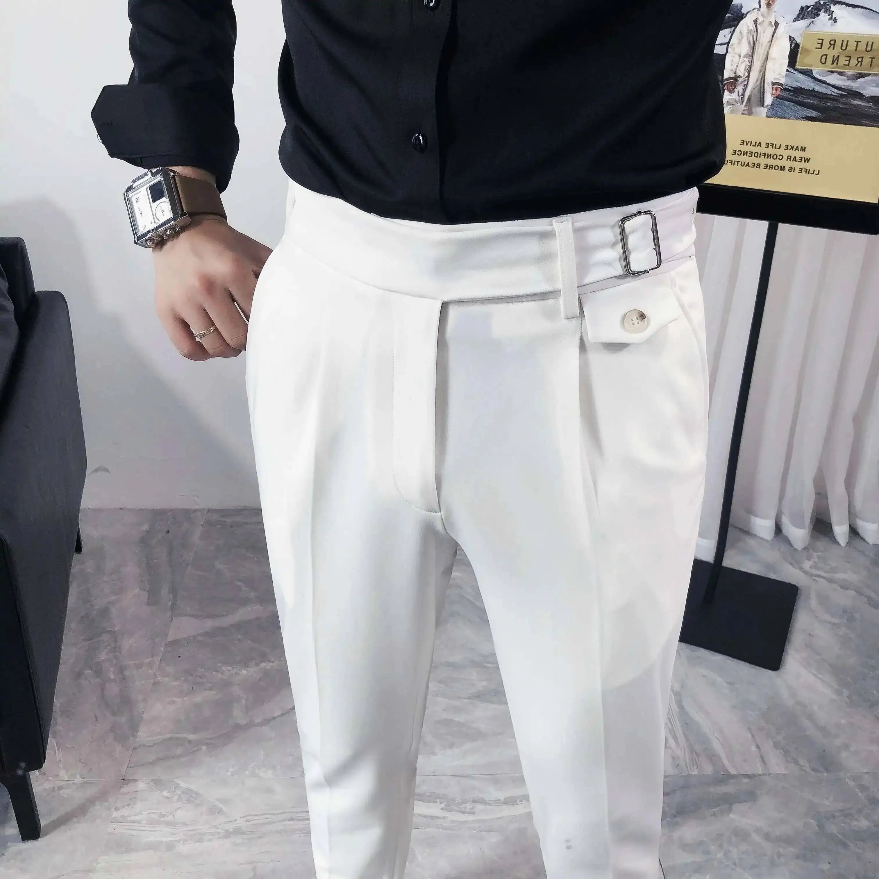 Korean Style Fall Fashion All-match Straight Pants White Autumn