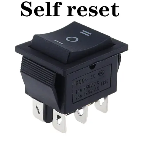 1PCS KCD4 25X31mm Black Rocker Switch 6 Pin 3 Position ON-OFF-ON Double Reset/Latch Switch 16A 250V 20A 25A 125VAC - Image 7