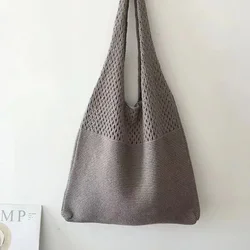 Elegant Handcrafted Knitted Tote - Large Capacity Summer Beach Bag (Grey)