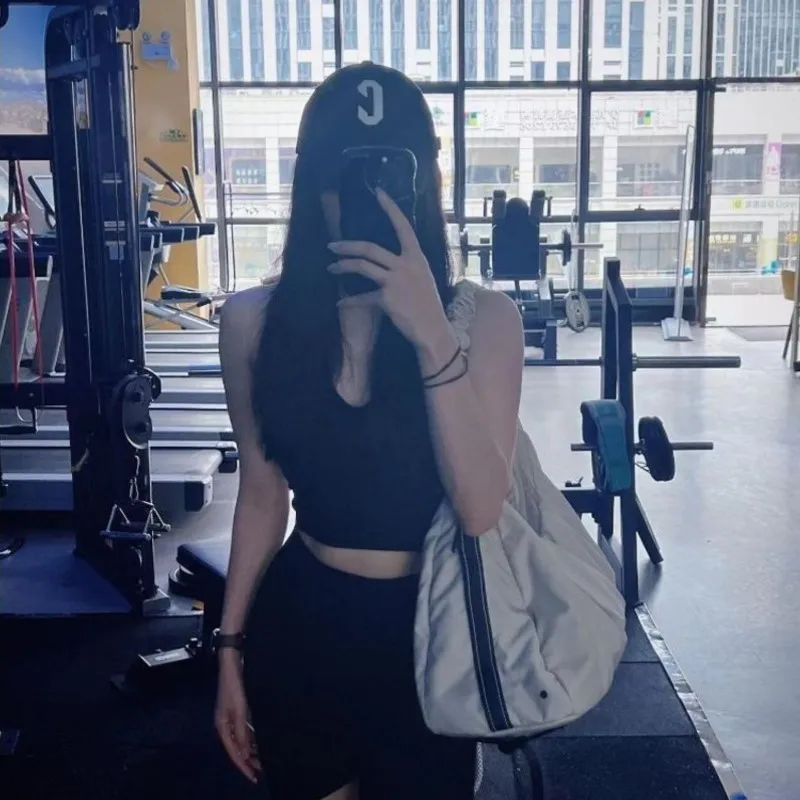 JIAERDI Beige Large Capacity Sle Tote Bag Women Lightweight Sporty Gym Bag Ladies Outdoor Short Trip Casual Shoulder Bags 2025