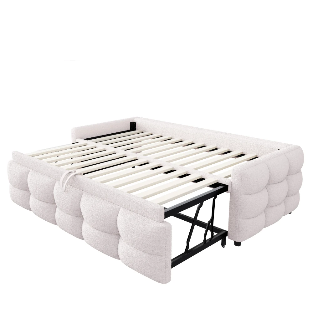 90/180x190cm Ausziehbares Schlafsofa, Samt-Puff-Stoff, umwandelbares Einzel-/Doppelbett, multifunktionales Tagesbett mit Tafel, platzsparende Couch (Matratze nicht enthalten) – Detail 30
