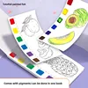 2025 New English Hot Selling Coloring Book Puzzle Students Mini Watercolour Paint Pad Fruit Watercolour Coloring Book 2