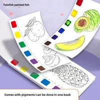 2025 New English Hot Selling Coloring Book Puzzle Students Mini Watercolour Paint Pad Fruit Watercolour Coloring Book 2