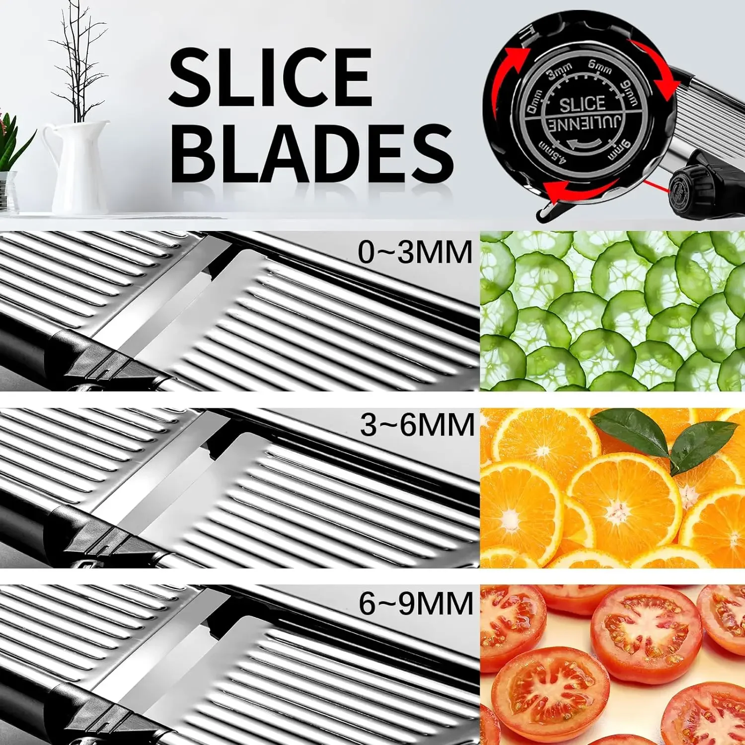 Mandoline Food Slicer, Adjustable Mandoline Slicer for Kitchen, Stainless Steel Mandolin Vegetable Chopper for Potato/Tomato 6