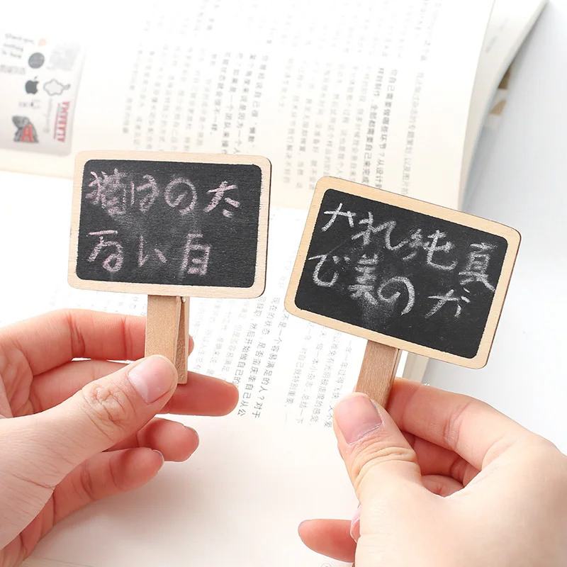 

1-50PCS Square Blackboard Clips Wooden Message Board Mini Writing Board Noticeboard 6.8*4.8cm Household Grocery Bulletin Board