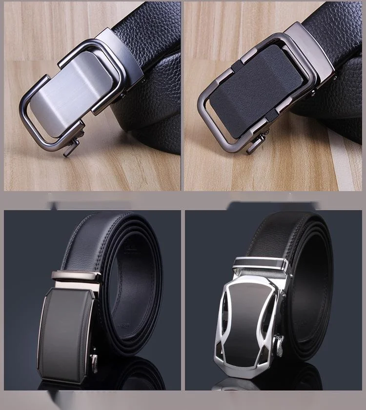 Men's Leather Automatic Buckle Belt For Business And Formal Wear_voghion.com