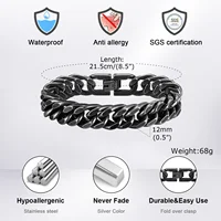 Bracelet chaîne épaisse plaqué or pour homme, bracelet chaîne cubaine épaisse en acier inoxydable, bijou de luxe hip-hop punk, cadeau pour lui 5