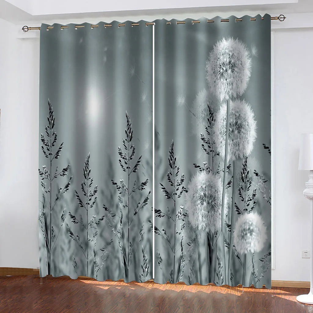 

Opaque Curtains 3D Taraxacum Mongolicum Pattern Window Drape Blackout Grommet Top Window Treatment For Bedroom Living Room