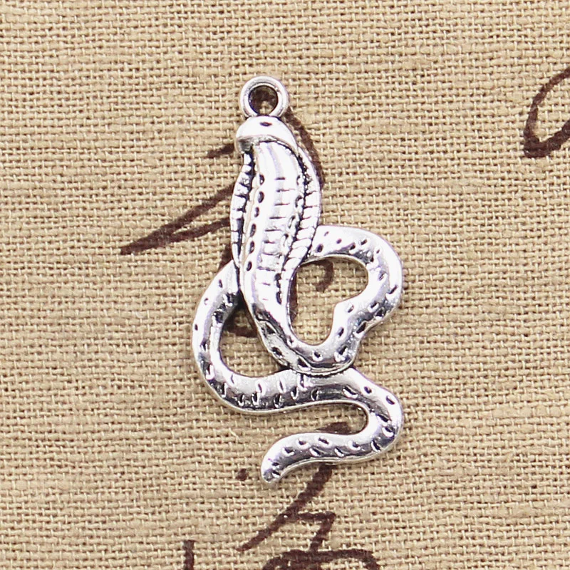 

8pcs Charms Cobra Snake 35x19mm Antique Silver Color Pendants Making DIY Handmade Tibetan Finding Jewelry