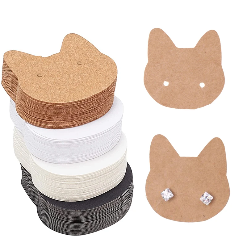 50/100pcs 3.5x3.5cm Cute Cat Card Earrings Display Cardboards Price Tags for DIY Jewelry Retail Packaging Jewelry Tags Cards