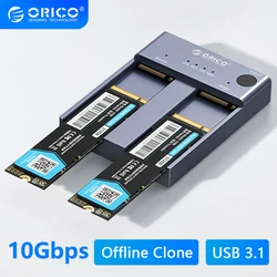 ORICO M.2 NVMe SSD Enclosure Offline Clone 10Gbps USB C Gen2 External Case Hard Drive Disk Dual Bay Port Copy Storage Box Copier