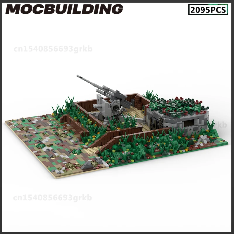 

MOC Building Block Military Weapon Series Battlefield Flak And Fortress Bunker War Scenes DIY Bricks Model Christmas Present Toy