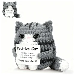 Charming Hand - Woven Plush Pendant with Inspirational Card - Perfect Warm & Sweet Gift (Black Cat)
