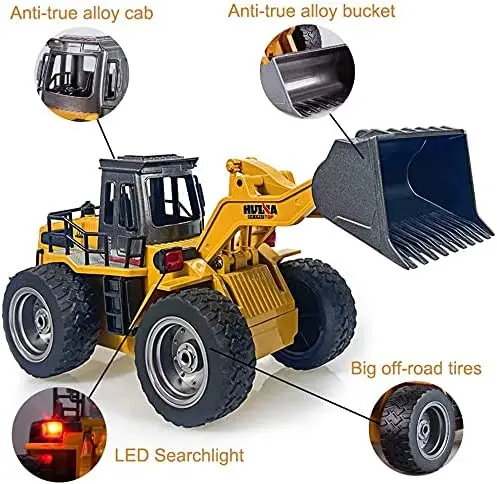 Huina 1532 1/18 Rc Bulldozer Alloy Tractor Model RC Crawler 2.4G Radio Controlled Cars Trucks Engineering Cars Children Toys Boy 2