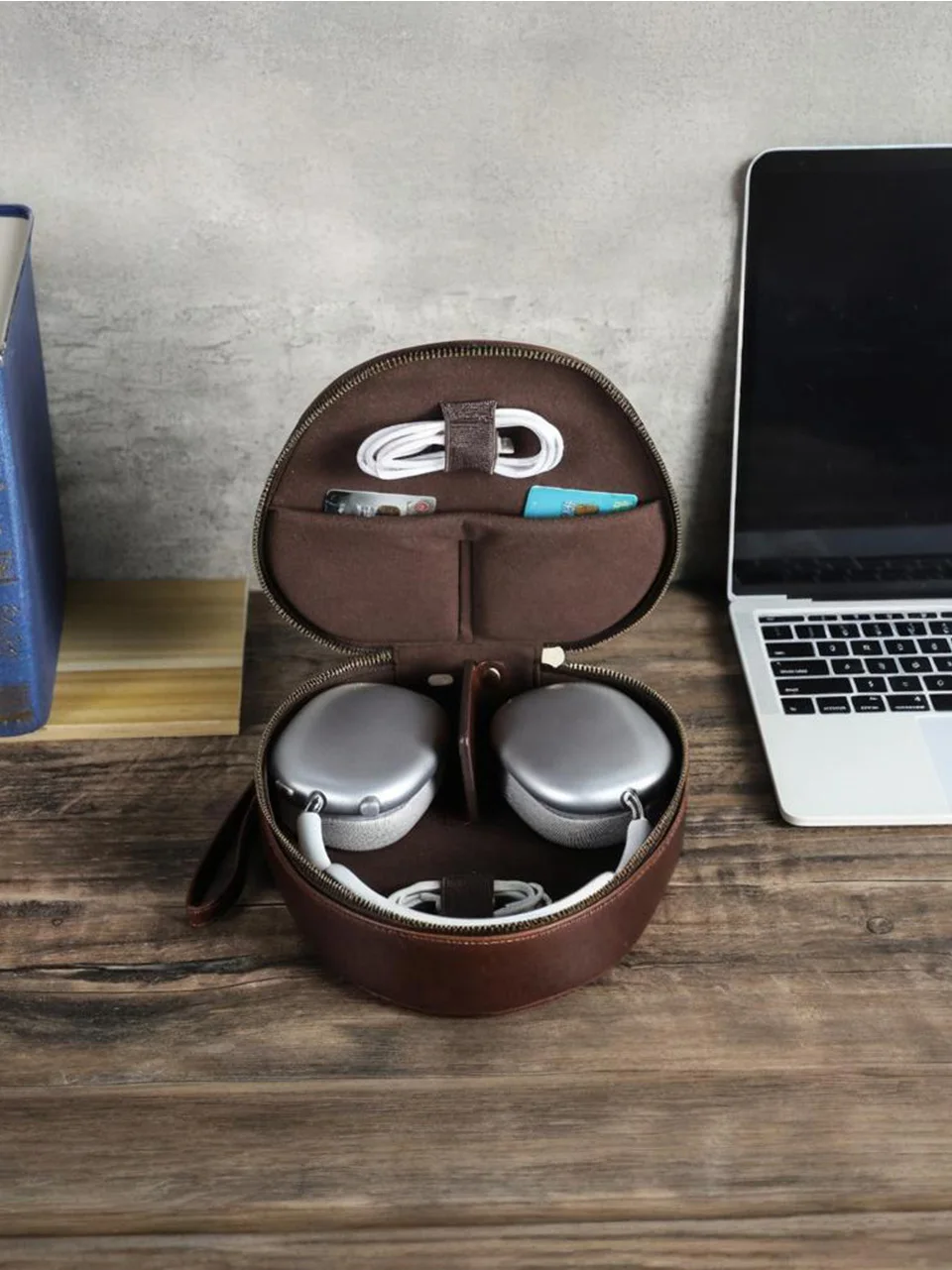 Genuine Leather Case for Apple AirPods Max SONY WH1000 XM4 Headphone Travel Carrying Case Protective Cover Portable Storage Box
