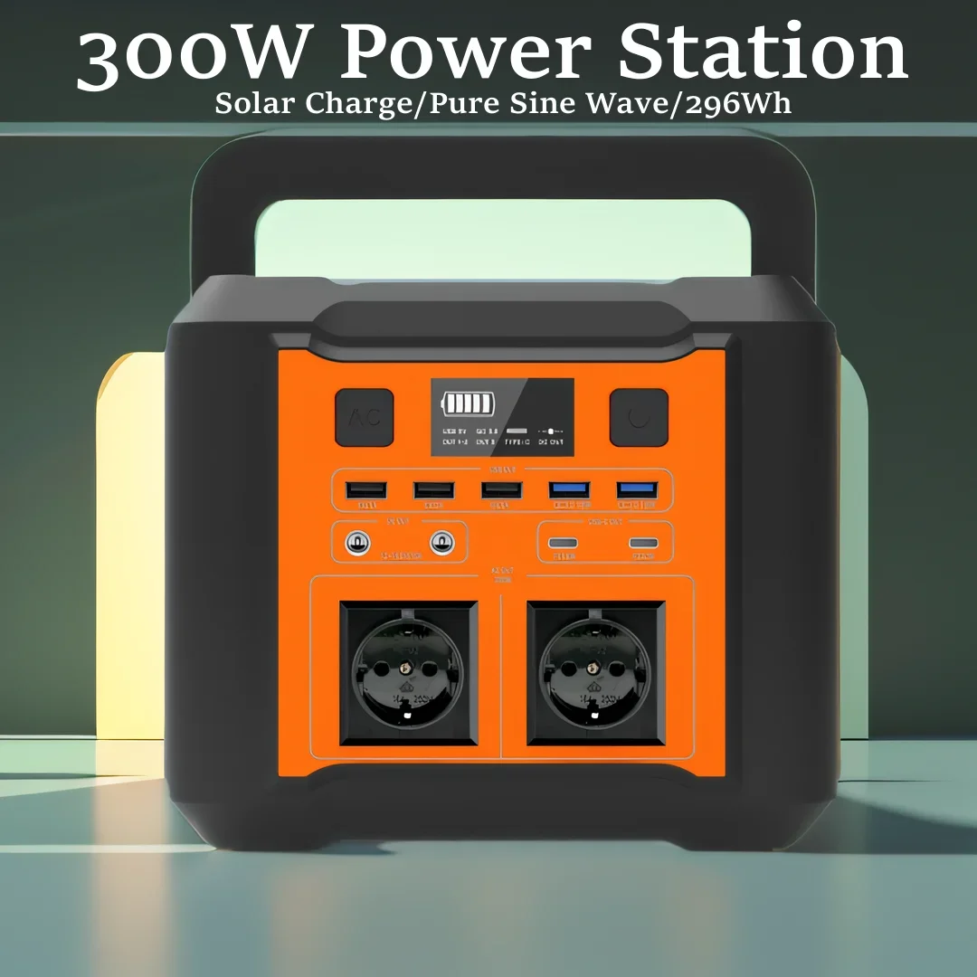 GKFLY 110V/220V/230V Power Station 80000mAh Emergency Energy Storage Pure Sine Wave Power Supply 300W Solar Generator Bank