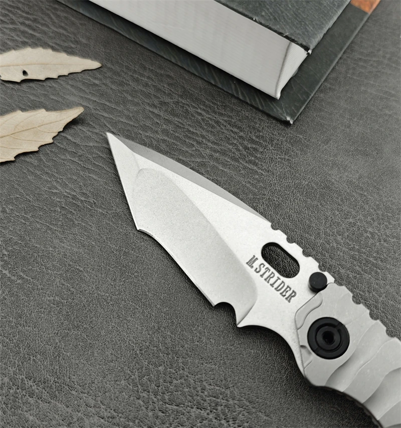 Camping Outdoor Survival Strider Enterer Titanium Alloy Wave Handle Folding Knife TC4 Titanium Alloy Handle EDC 5