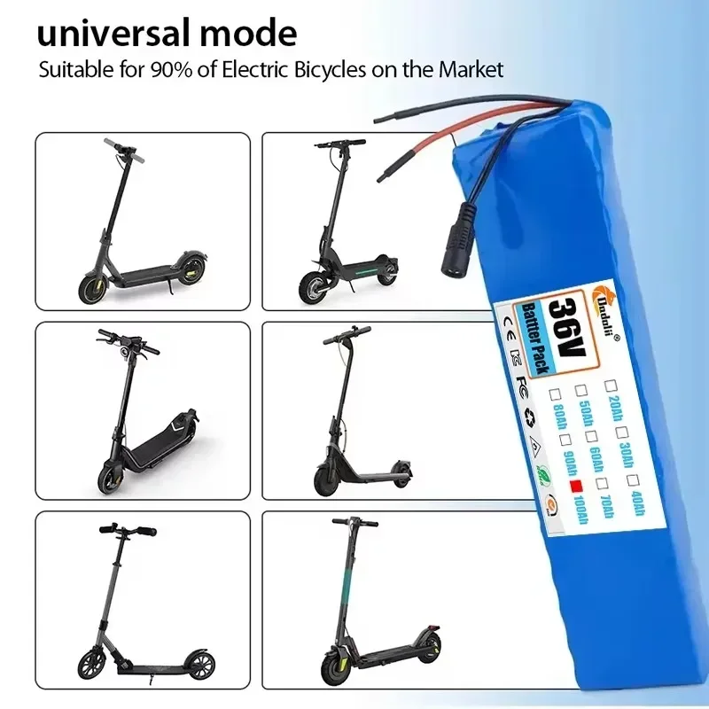 Ultra-Durable 10S3P Electric Scooter Battery 36V 100Ah 18650 Lithium-ion 350W 500W with +42V Charger for Superior Performance rechargeable battery