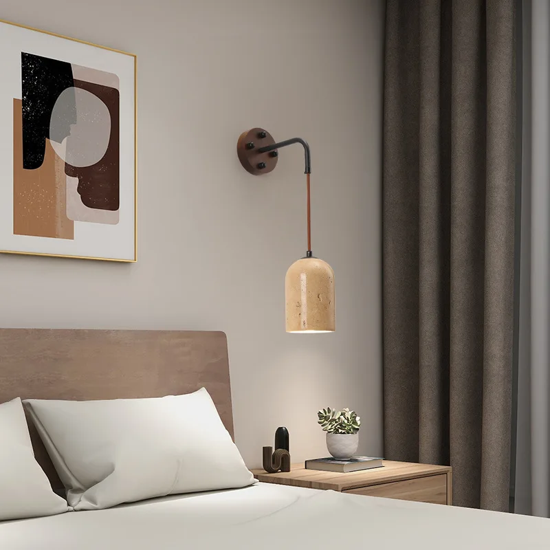 Natural Stone LED Wall Lights Bedroom Living Room Office Hotel Aisle Wood Sconce E27 Bulb With Switch Drop Shipping 4