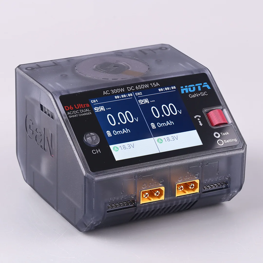 HOTA D6 Ultra AC 300 Вт DC 650 Вт Двухканальное зарядное устройство с GaN + SiC для 1-6S Lipo LiHV Литий-ионный NiMH аккумулятор XT60
