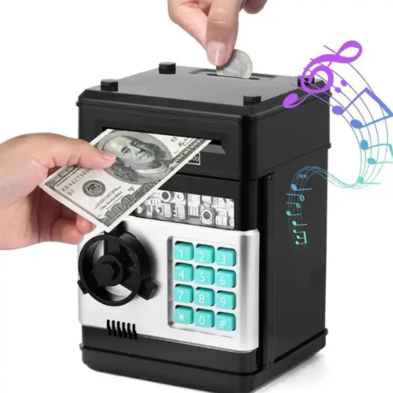 Creative Piggy Bank Automatic Mini Safe Coins Cash Saving Money Box Password Counter Code Key Lock Coin Bank ATM Child Gift wooden piggy bank,digital piggy bank,electronic piggy bank,wooden money box,coin saver,piggy bank,safe box,coin holder,coin bank,cash box,secret safe box