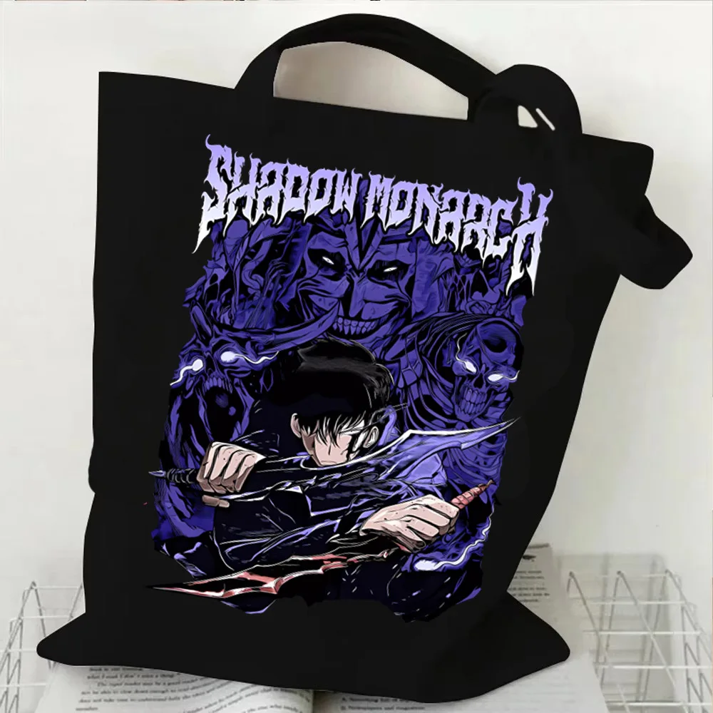 Japanische Anime Solo Leveling Einkaufstasche Sung Jinwoo Cartoon Canvas Einkaufstasche Öko-Tasche für Frauen Wiederverwendbare Handtaschen – Detail 7
