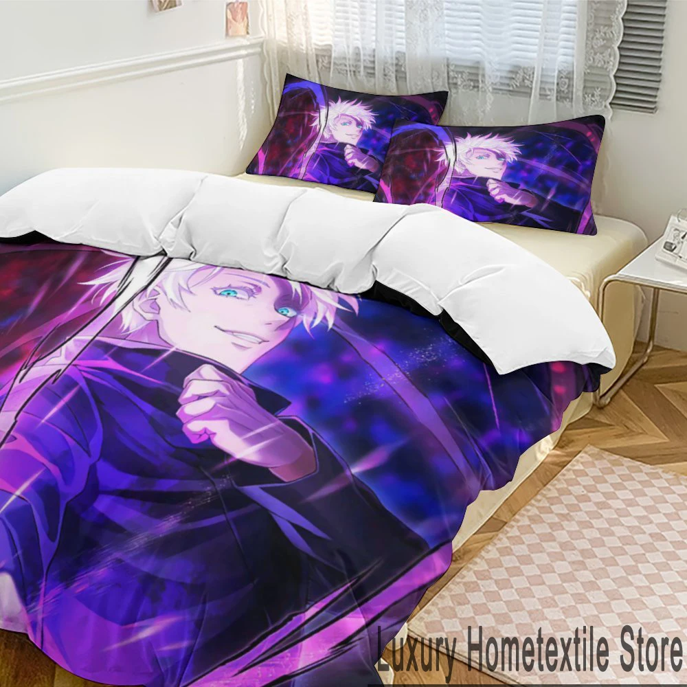 Anime Jujutsu Kaisen Bedding Set Duvet Cover Bed Set Quilt Cover Pillowcase Comforter king Queen Size Boys Adult Bedding Set 3
