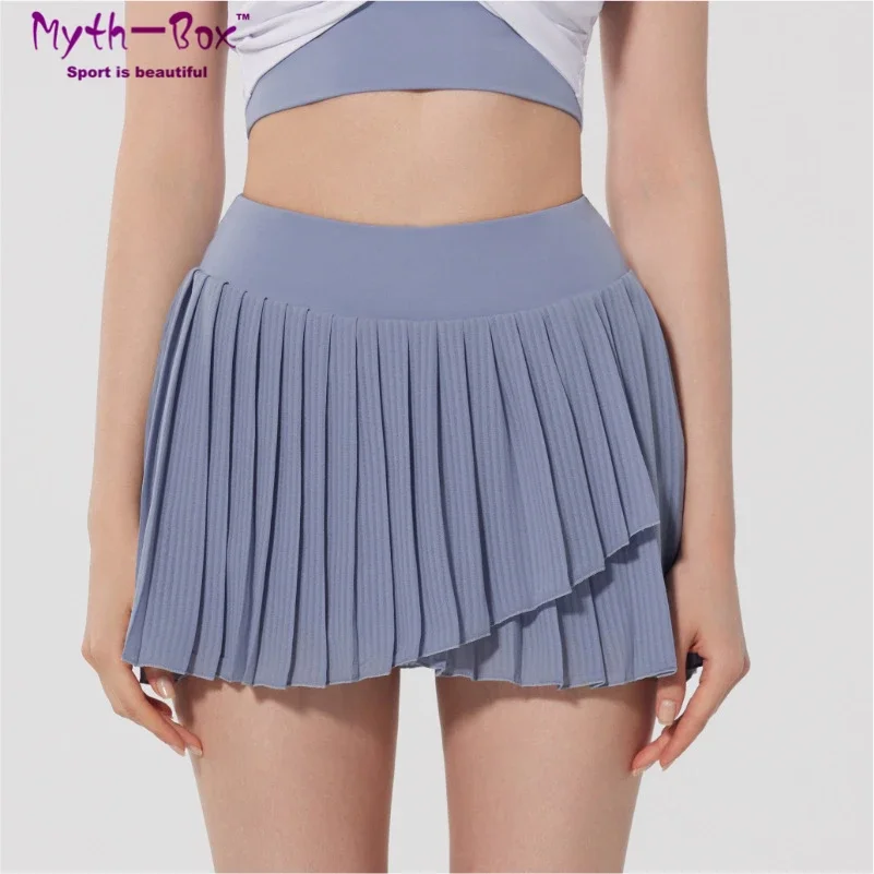 Women Pleated Tennis Skirts Quick Dry Sport Skorts Fake Two Piece Badminton Shorts Gym Fitness Running Short Skirt With Pocket