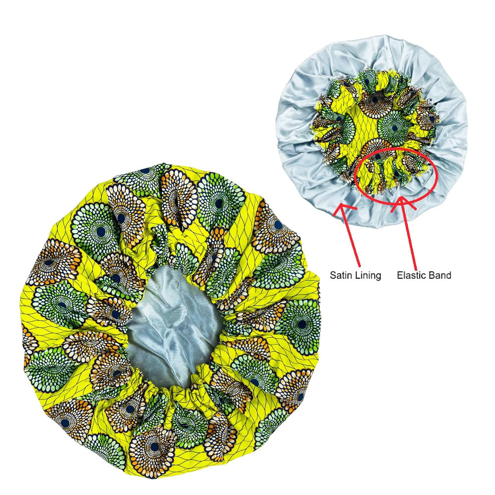 New Extra Large Satin Lined Bonnet Women Big Size Beauty Print Satin Silk Bonnet Sleep Night Cap Head Cover Bonnet Hat Wholesale