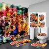 phechion Anime One Piece 3D Print Waterproof Bathroom Shower Curtain Toilet Cover Mat Non-Slip Floor Mat (1/3/4Pcs) W61 3