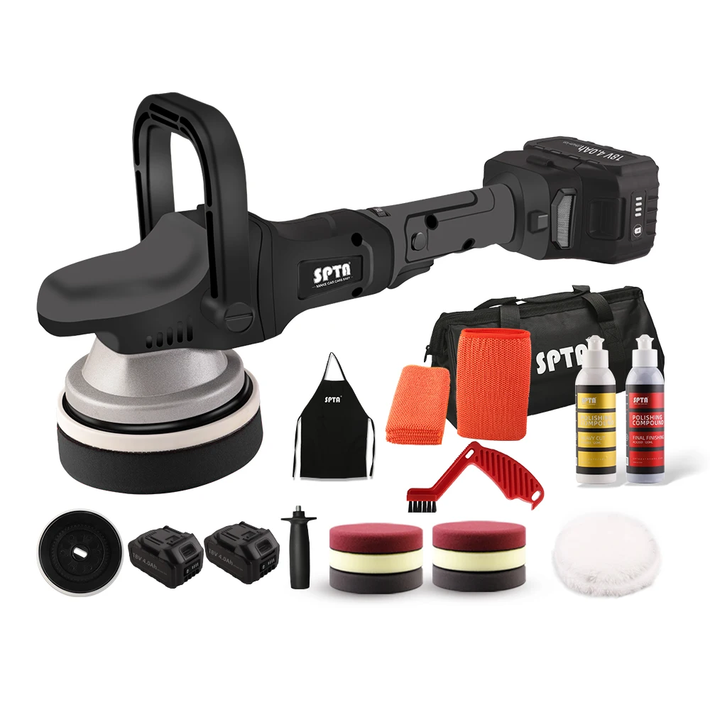 SPTA 18V 5Inch Cordless Forced Rotation Dual Action Polisher 8mm Orbit