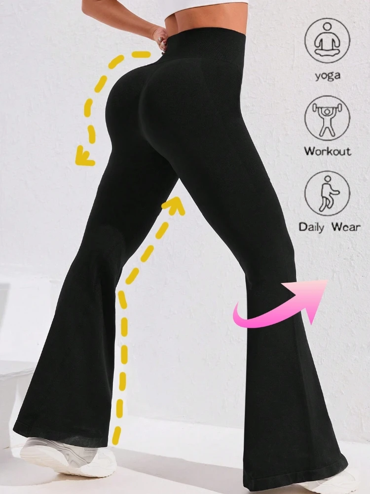 High-waisted Tummy Control Yoga Flared Pants Control Abdomen Workout Tights Breathable And Quick-drying Women's Sportswear sports pants yoga pants female tights