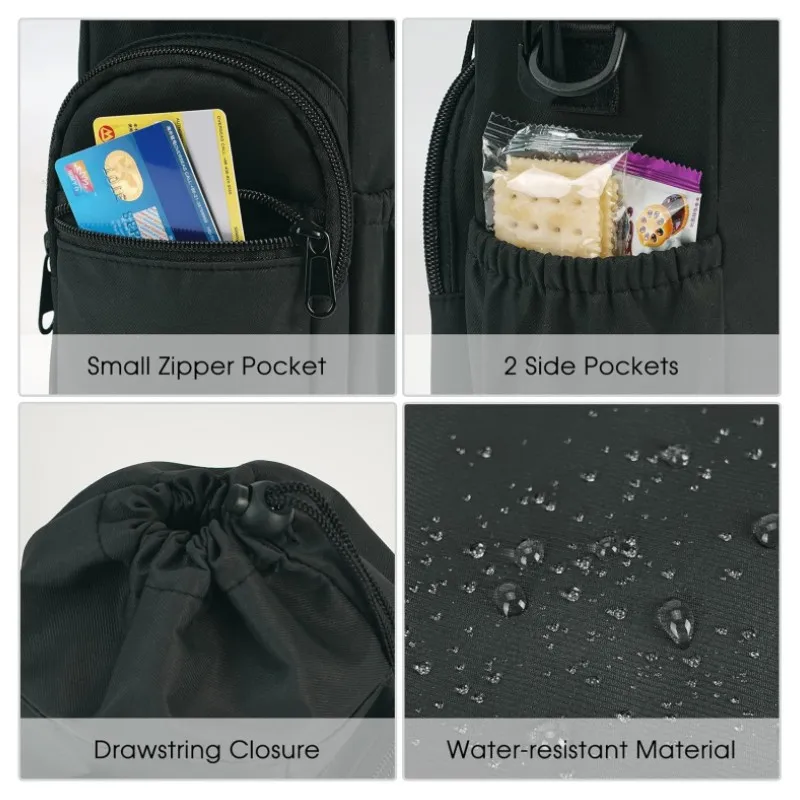 Insulated Water Bottle Carrier Sling Bag with Strap - Outdoor Portable Storage Pouch