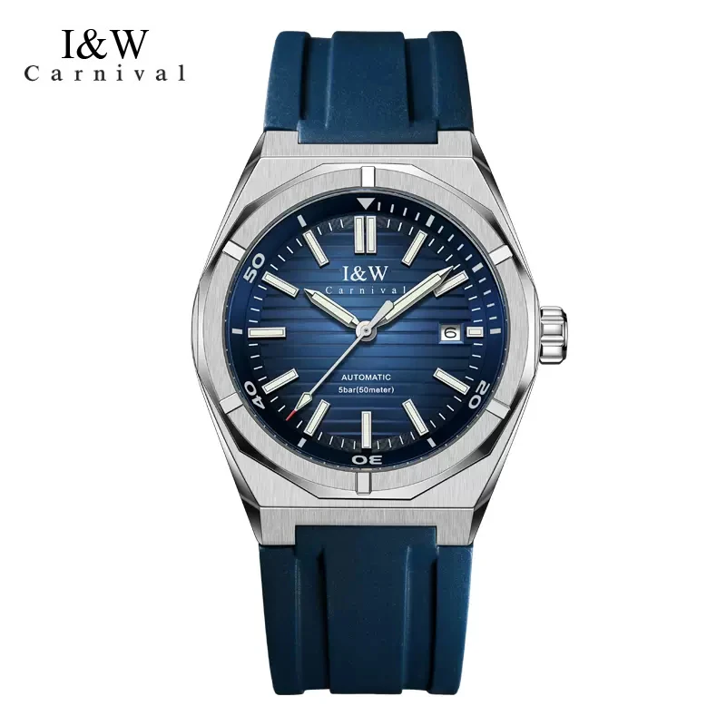 

CARNIVAL 2023 New Automatic Men Watches Top Brand Waterproof Luxury Men Mechanical Wristwatch Rubber Relogio Masculino
