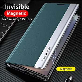 Étui à rabat en cuir de luxe pour Samsung Galaxy S25 S24 S23 S22 S21 S20 Ultra Plus S25 Edge S23 S21 S24 FE Note 20 Ultra, housse de support