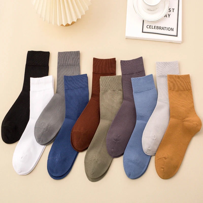 Hohe Qualität männer Socken Gekämmte Baumwolle Herbst Winter Schwarz Business Neue Lange Socken Atmungsaktive Männliche Socken Plus größe EU38-45 – Detail 1