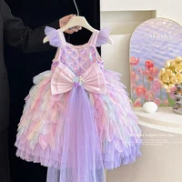 Une robe de sirène douce et adorable pour filles en violet clair, tenue de fête scintillante et colorée à paillettes, en promotion 2
