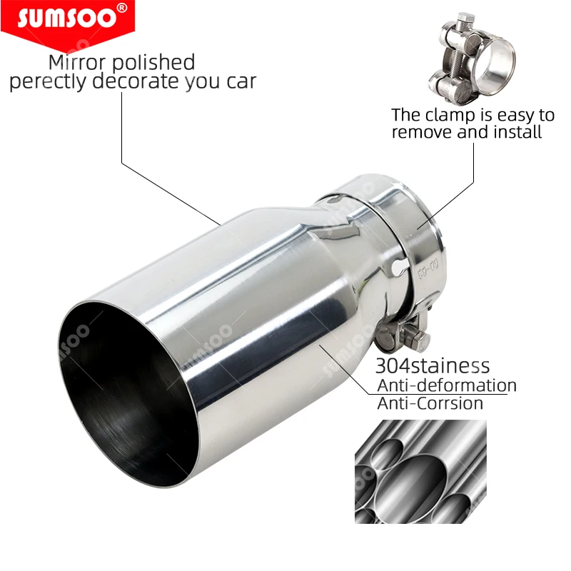 Exhaust Muffler Tail Pipe Stainless steel Universal Automobile exhaust pipe Muffler Car accessorie modification 1PCS exhaust muffler tip,exhaust pipe muffler