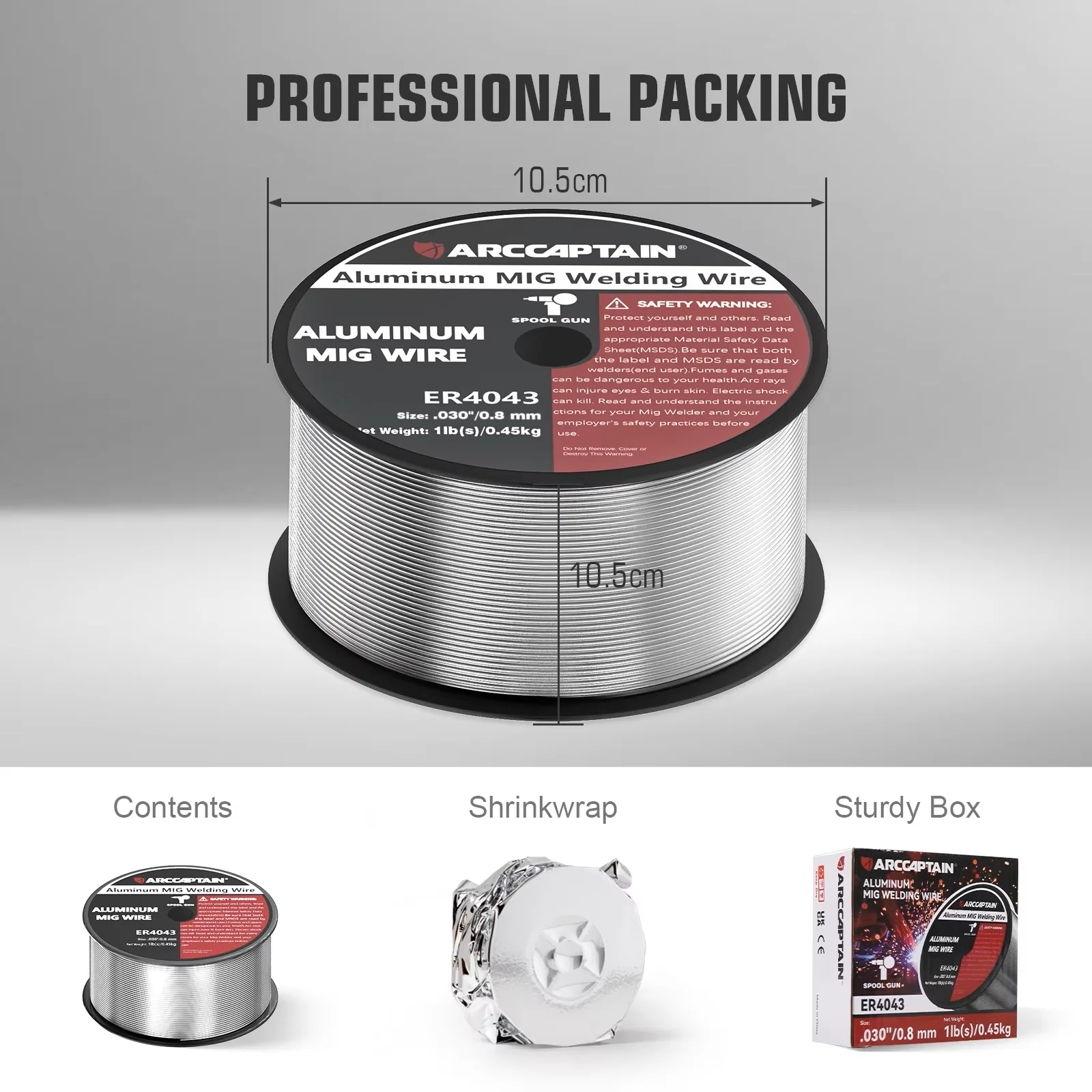 Welding Wires ARCCAPTAIN Aluminum Wire MIG Welding Wires ER4043 0.8/0.9mm Diameter 1 Pounds Spool For Mig Welding Machine