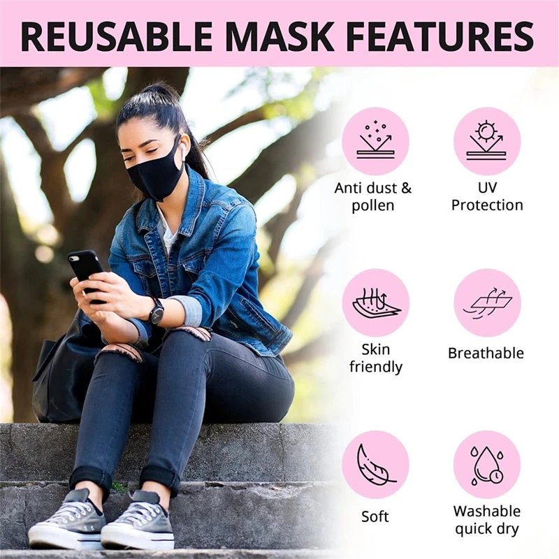 Face Mask Fashion Solid Earloop Spring Dustproof Washable Reusable Unisex Outdoor Travel Breathable