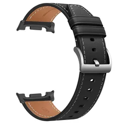Premium Leather Strap for Galaxy Watch 8 - Classic Replacement Band Accessory (Style 2 Black)