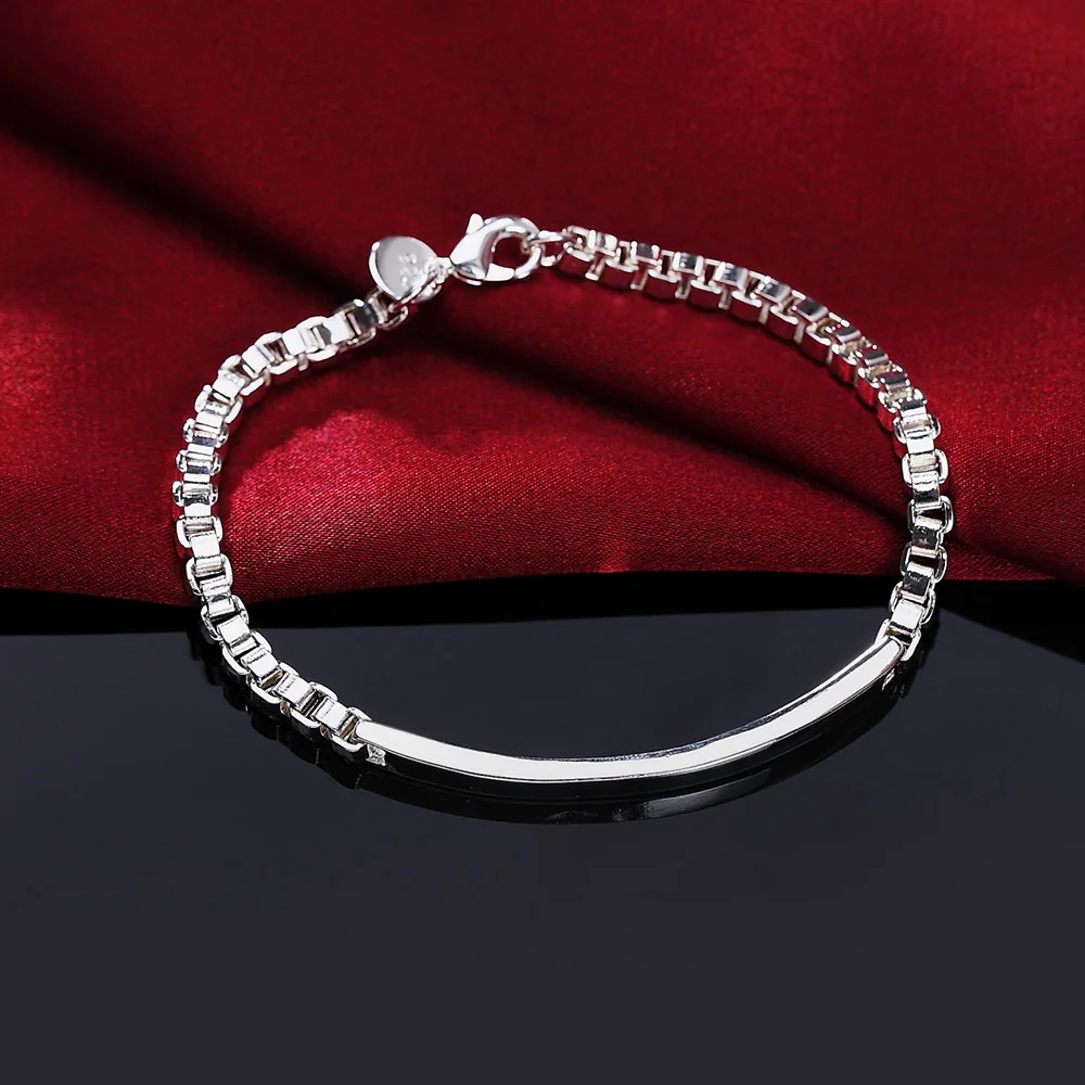 

925 Sterling silver high quality valentine gift beautiful 4MM chain Silver color Jewelry Bracelet For women wedding party